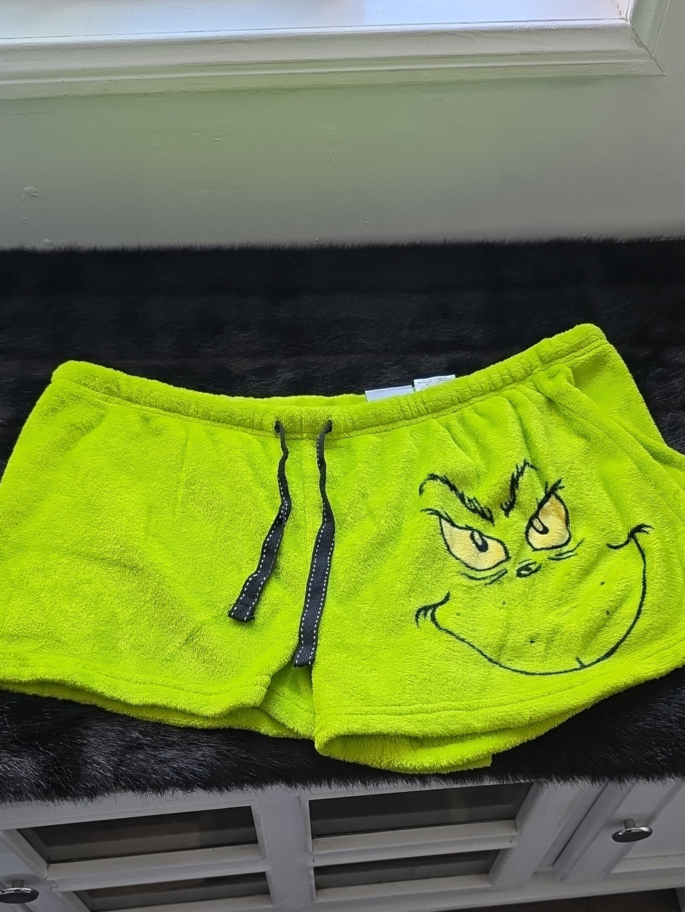 Dr. Seuss Bright Lime Grinch Terry Lounge Shorts